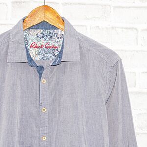 Robert Graham Button up shirt Blue Chambray Size Medium Classic Fit